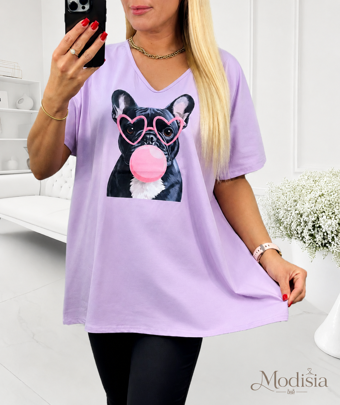 Liliowa Bluzka Oversize