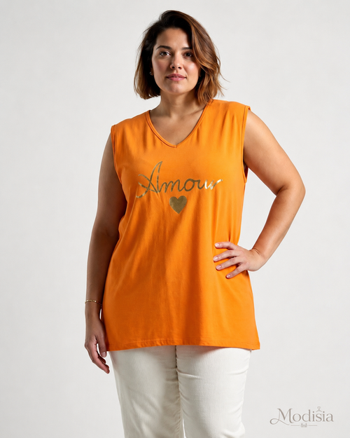 Top damski plus size Amour z dekoltem V